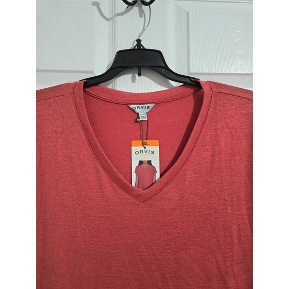 ORVIS Soft T-Shirt Women's Plus Size 2X Coral Pink V-Neck Athleisure - Picture 7 of 13